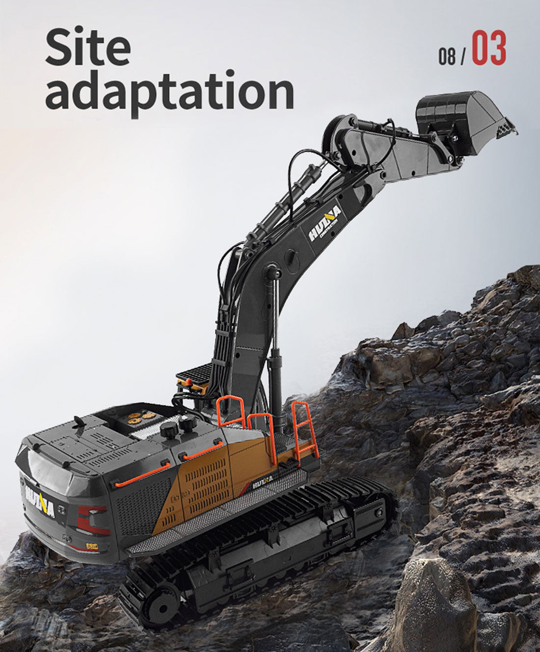 HUINA 1/14 22CH RC Alloy Excavator Construction Engineering Vehicle Toy Gift