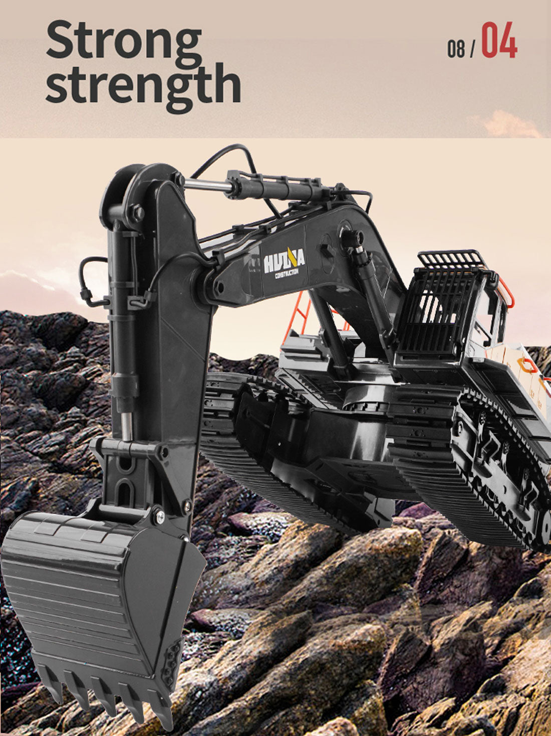 HUINA 1/14 22CH RC Alloy Excavator Construction Engineering Vehicle Toy Gift