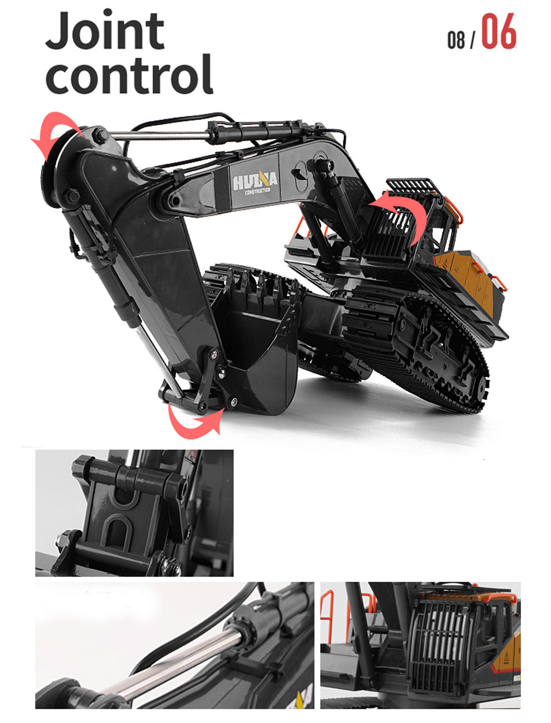 HUINA 1/14 22CH RC Alloy Excavator Construction Engineering Vehicle Toy Gift