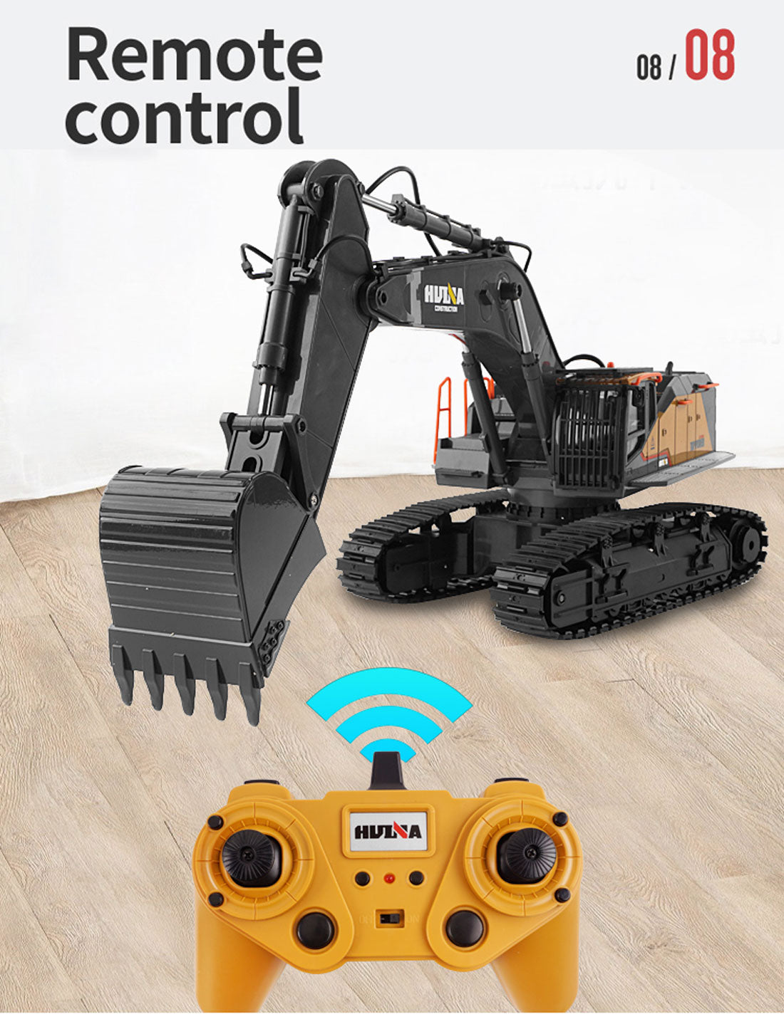 HUINA 1/14 22CH RC Alloy Excavator Construction Engineering Vehicle Toy Gift