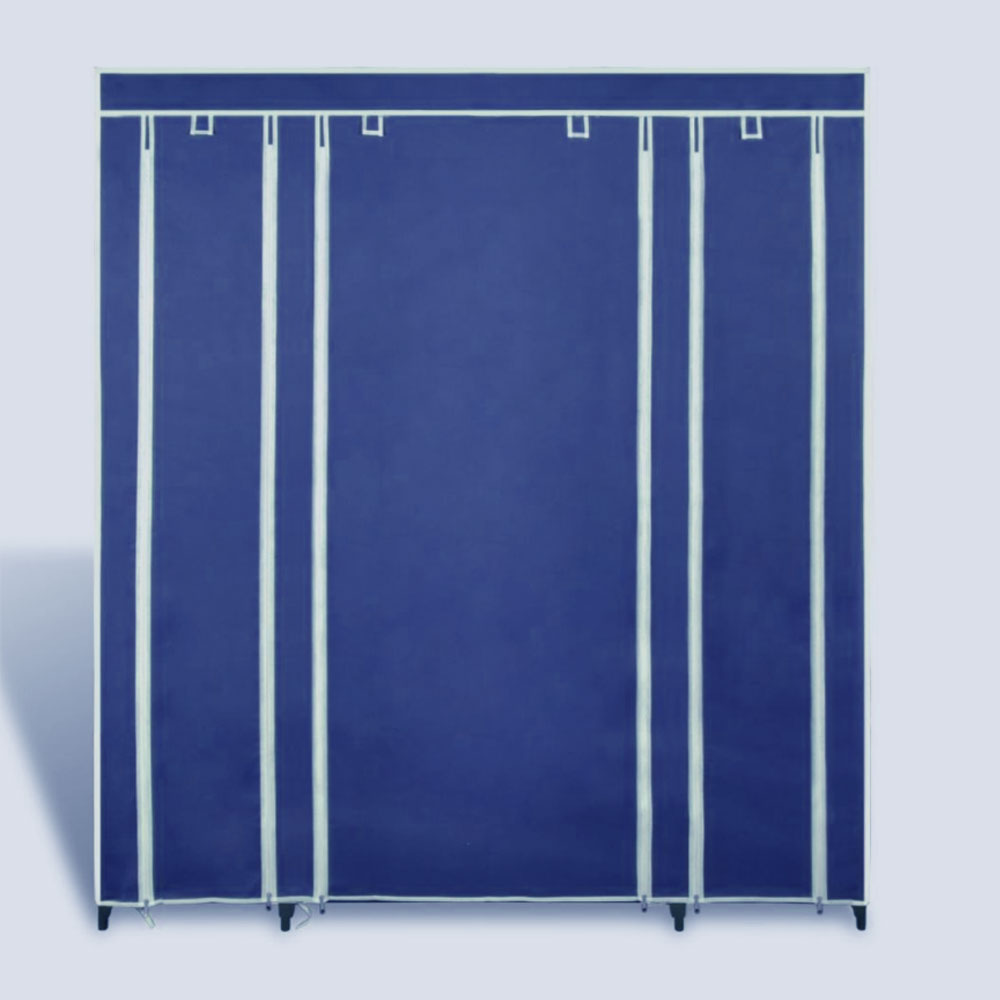 Large Space Storage Portable Bedroom Double Wardrobe Stable Easy Assemble - navy