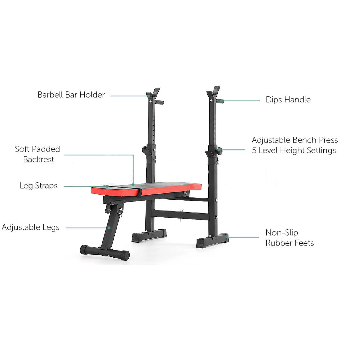 Adjustable Weight Bench Fitness Home Multi Gym Flat Press Incline Squat Rack