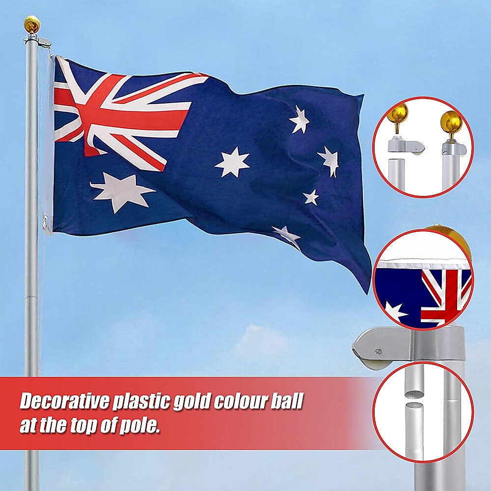 6.0m Aluminium Flag Pole Kit with Australian Flag