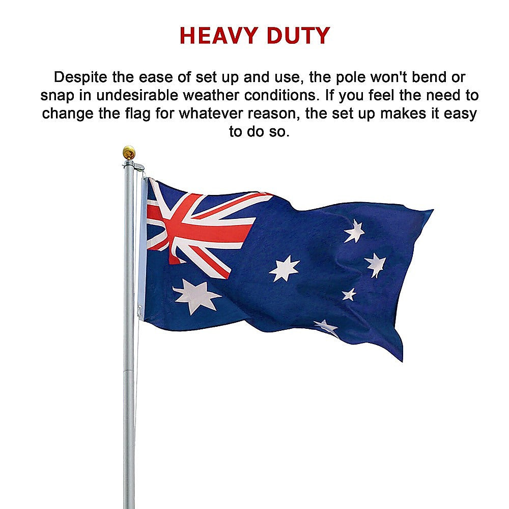 6.0m Aluminium Flag Pole Kit with Australian Flag