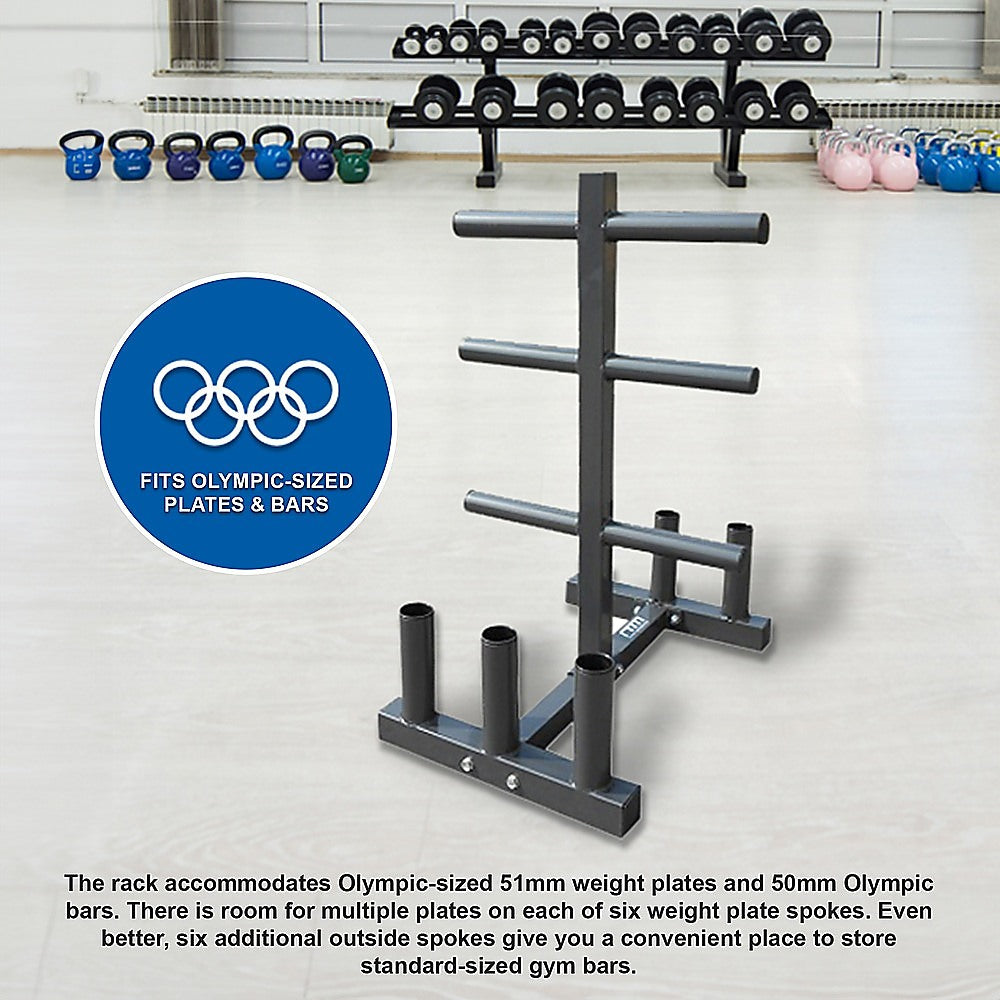 Heavy-Duty Olympic Weight Tree & Bar Rack Holder Storage