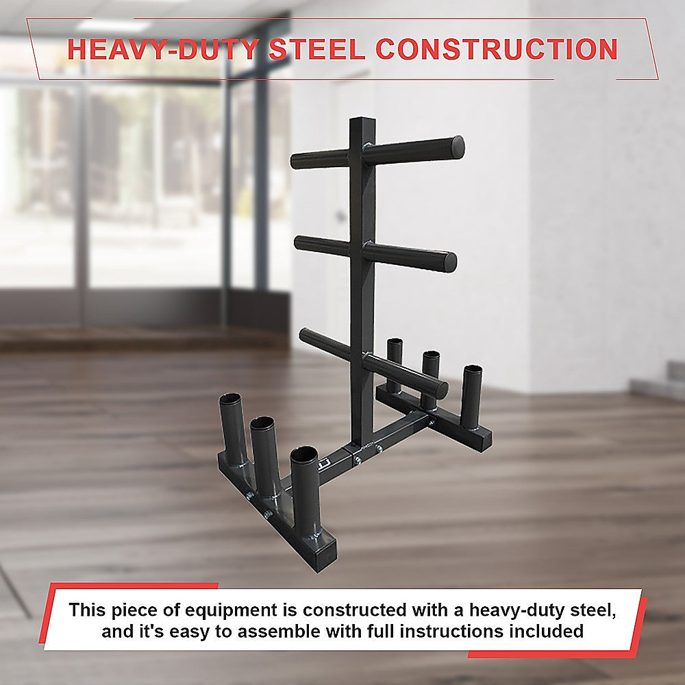 Heavy-Duty Olympic Weight Tree & Bar Rack Holder Storage