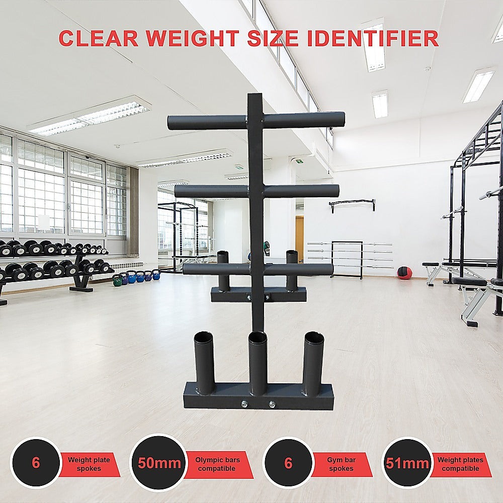 Heavy-Duty Olympic Weight Tree & Bar Rack Holder Storage