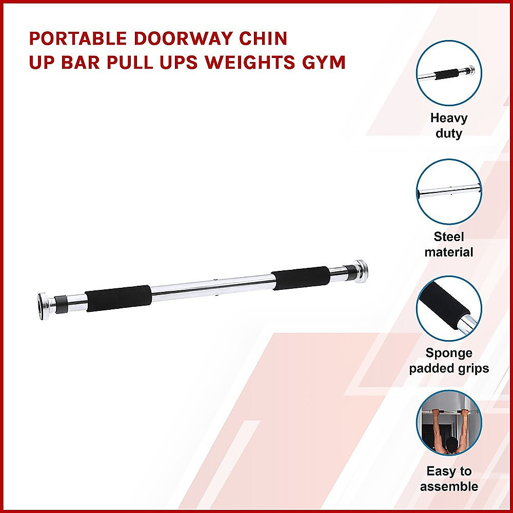 Adjustable Steel Chin-Up Bar for Doorway 120kg Max