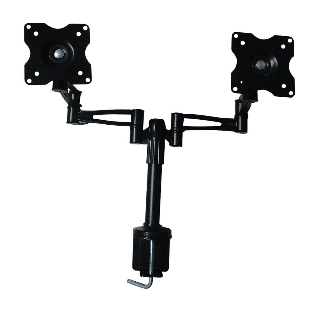 Two-Screen LCD/LED Desk Mount, 10-25", 360° Swivel, Black