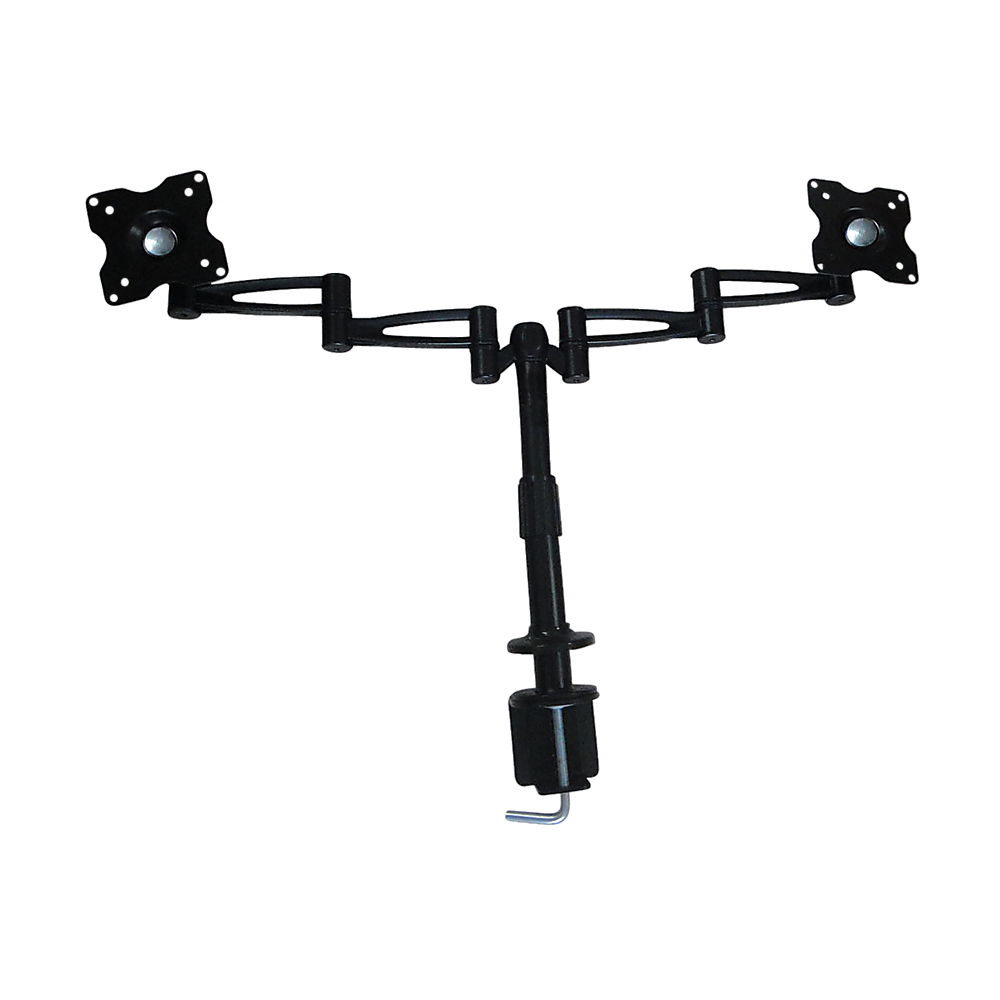 Two-Screen LCD/LED Desk Mount, 10-25", 360° Swivel, Black