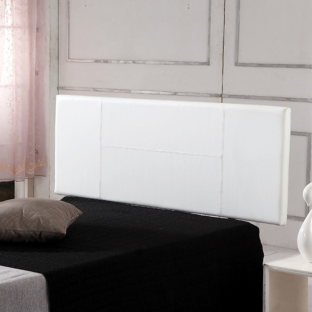 Modern White PU Leather Double Bed Headboard - Custom Height