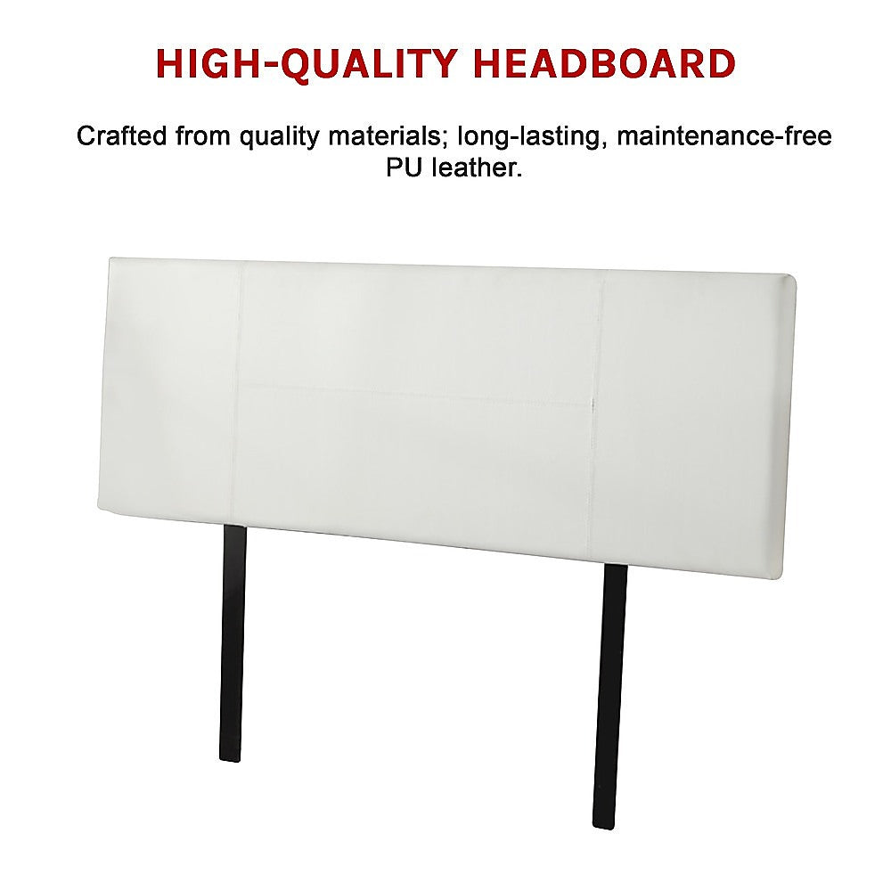 Adjustable Height White PU Leather Queen Headboard