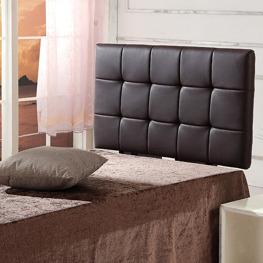 Adjustable Height Brown PU Leather Tufted Single Bed Headboard