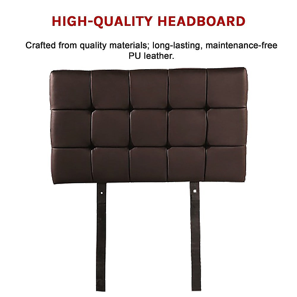 Adjustable Height Brown PU Leather Tufted Single Bed Headboard