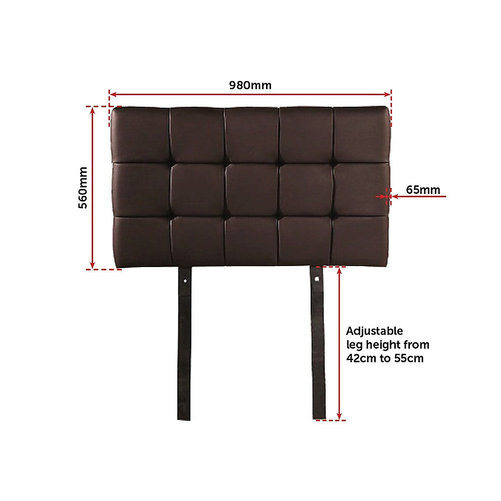 Adjustable Height Brown PU Leather Tufted Single Bed Headboard