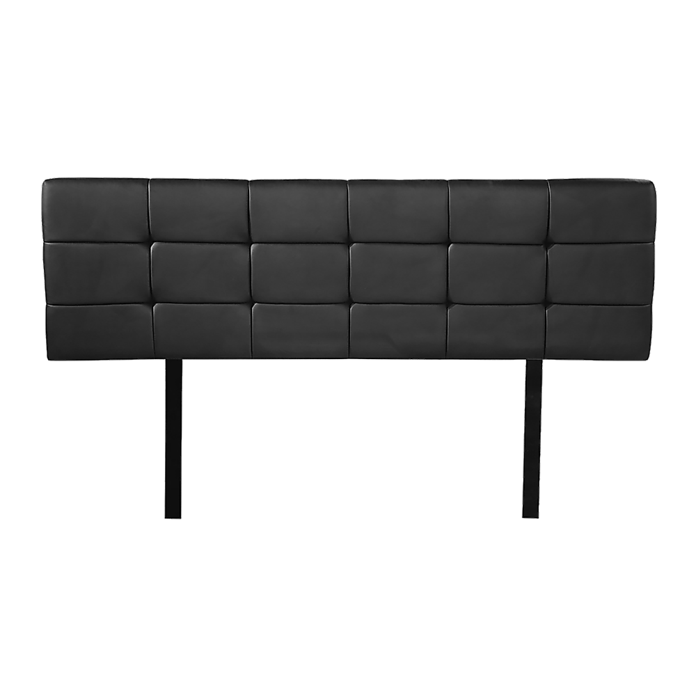 Black Tufted PU Leather Queen Bed Headboard, Adjustable Height