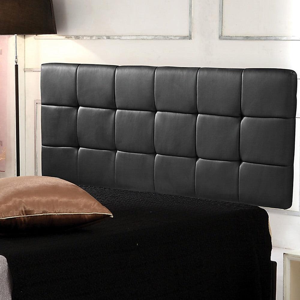 Black Tufted PU Leather Queen Bed Headboard, Adjustable Height