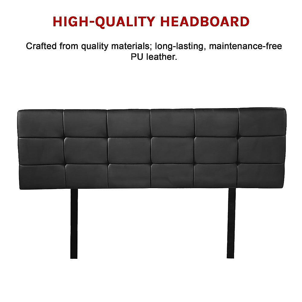 Black Tufted PU Leather Queen Bed Headboard, Adjustable Height