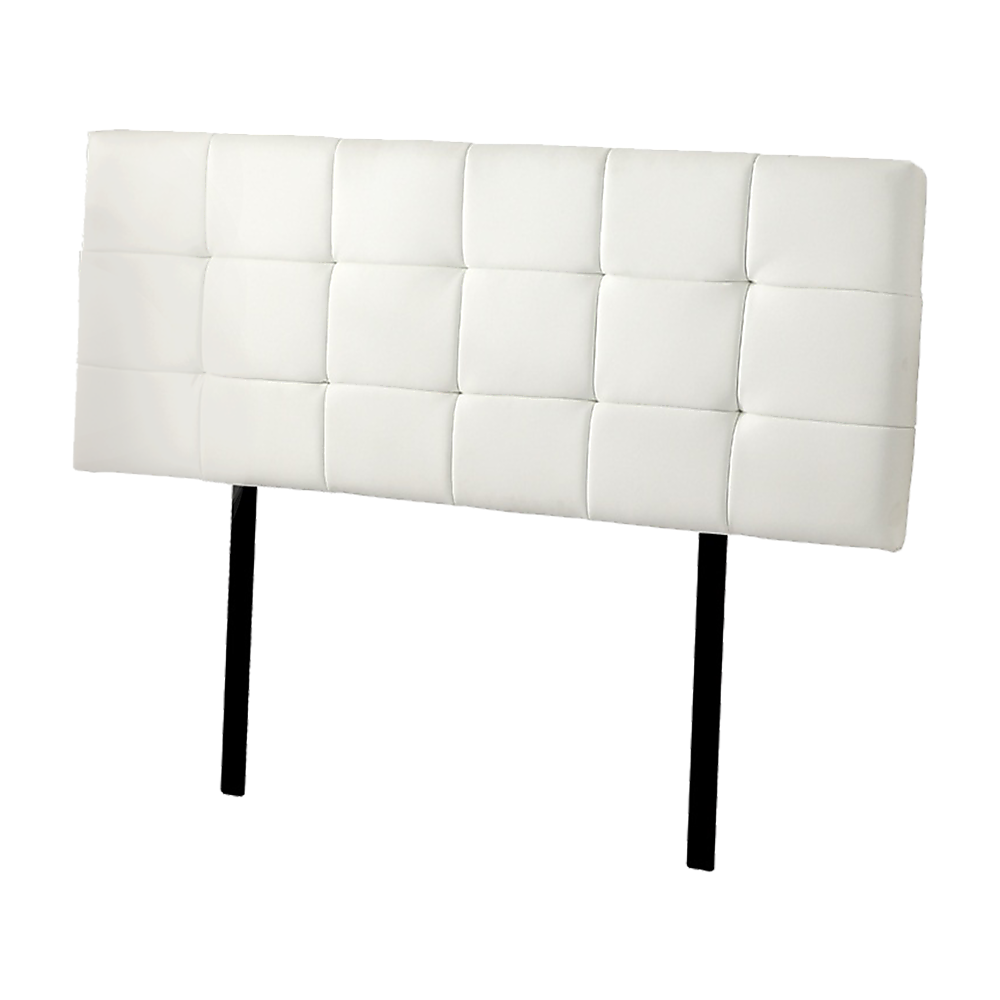 Adjustable Height White PU Leather Queen Bed Headboard