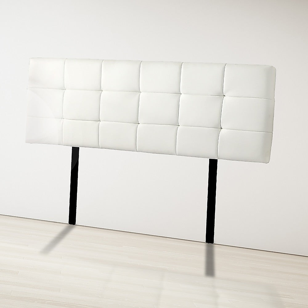 Adjustable Height White PU Leather Queen Bed Headboard