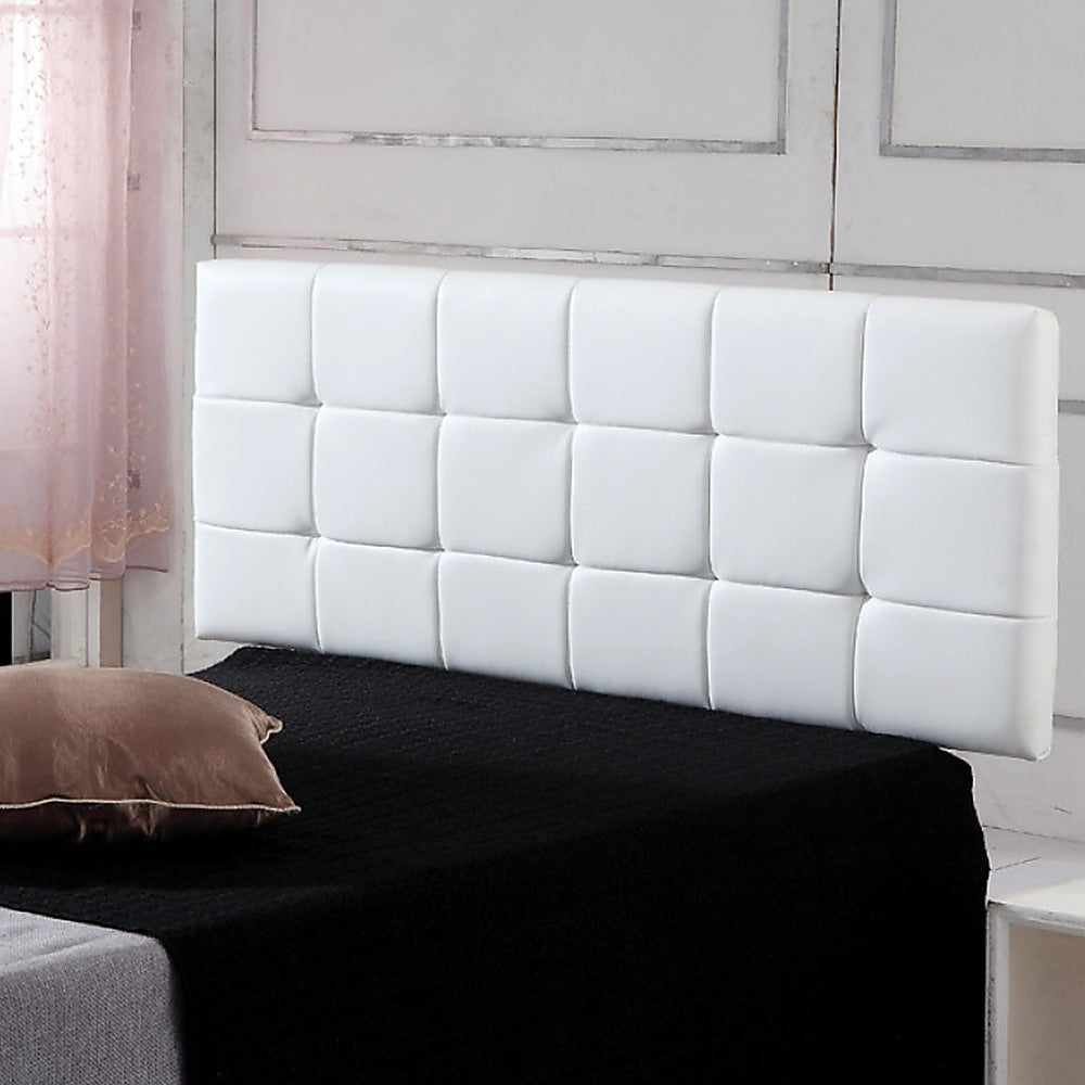 Adjustable Height White PU Leather Queen Bed Headboard