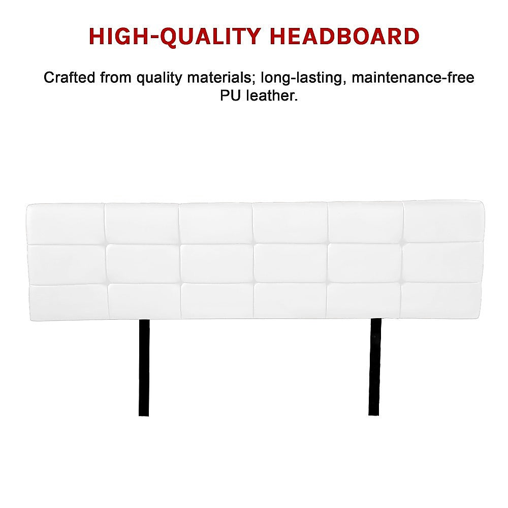 Customizable PU Leather King Bed Headboard, Tufted - White