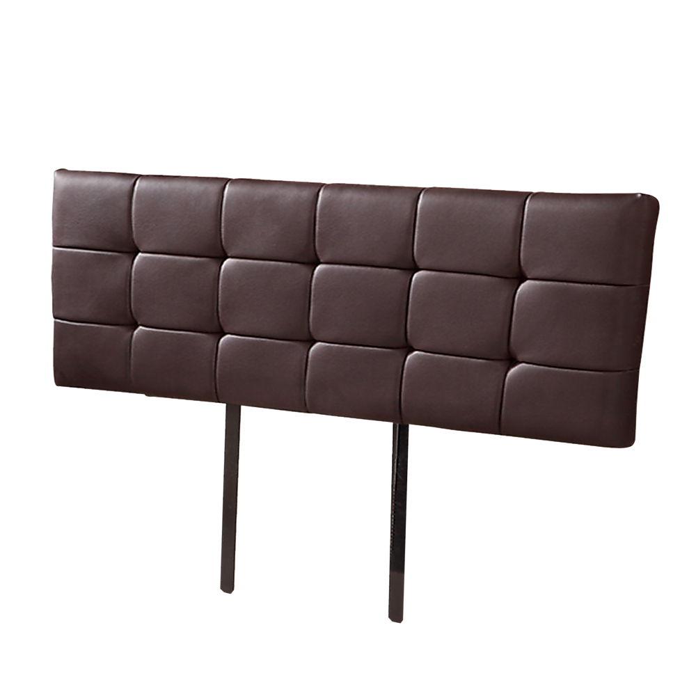 Adjustable Brown PU Leather King Bed Headboard, Tufted