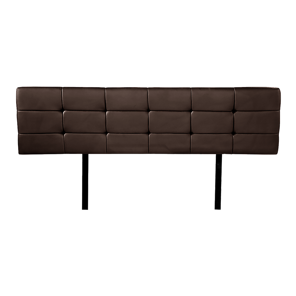 Adjustable Brown PU Leather King Bed Headboard, Tufted