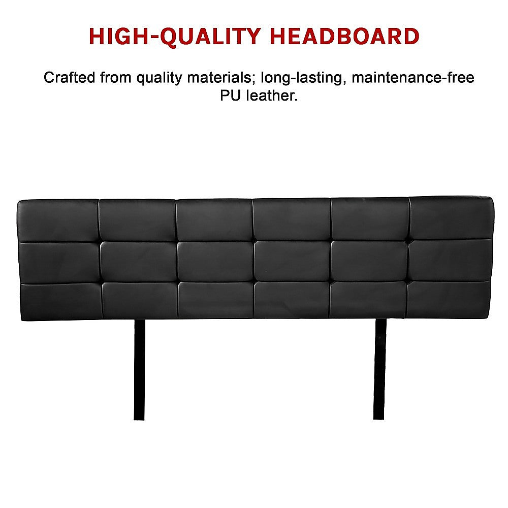 Adjustable PU Leather King Bed Headboard - Black