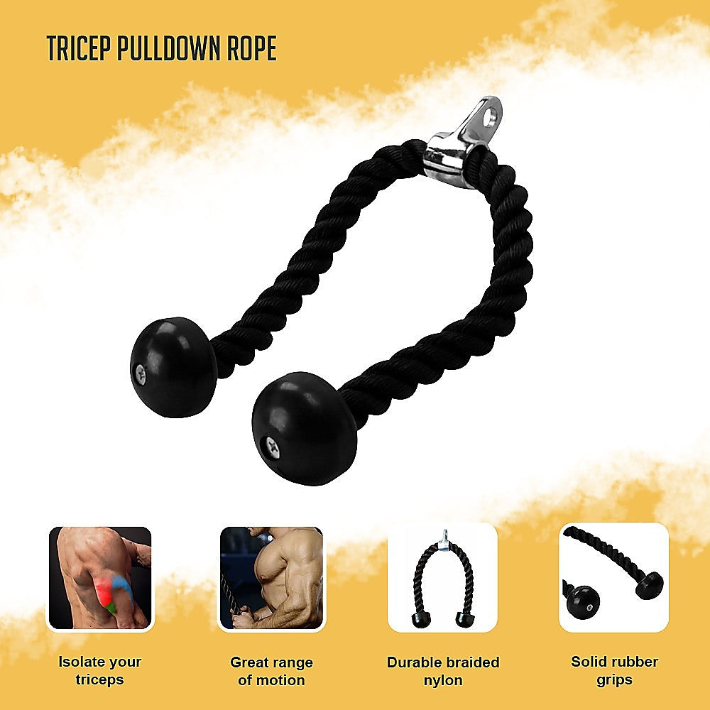 Durable Nylon Tricep Pulldown Rope with Steel Hook