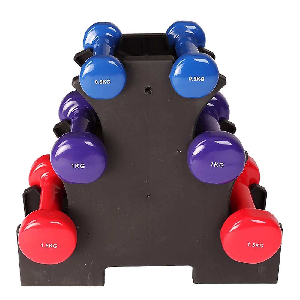 Durable PVC 6-Piece Dumbbell Set with Rack