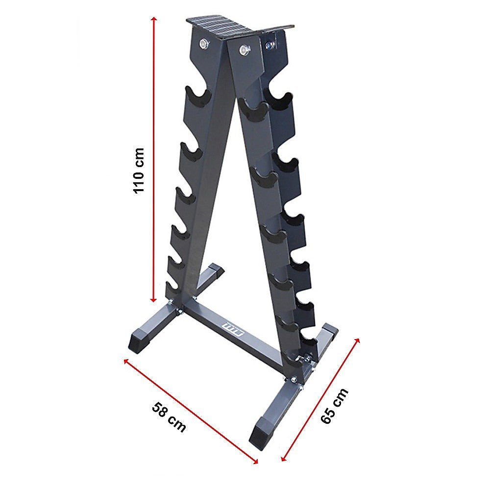 14-Gauge Steel Vertical Dumbbell Rack, 12 Slots, Chrome