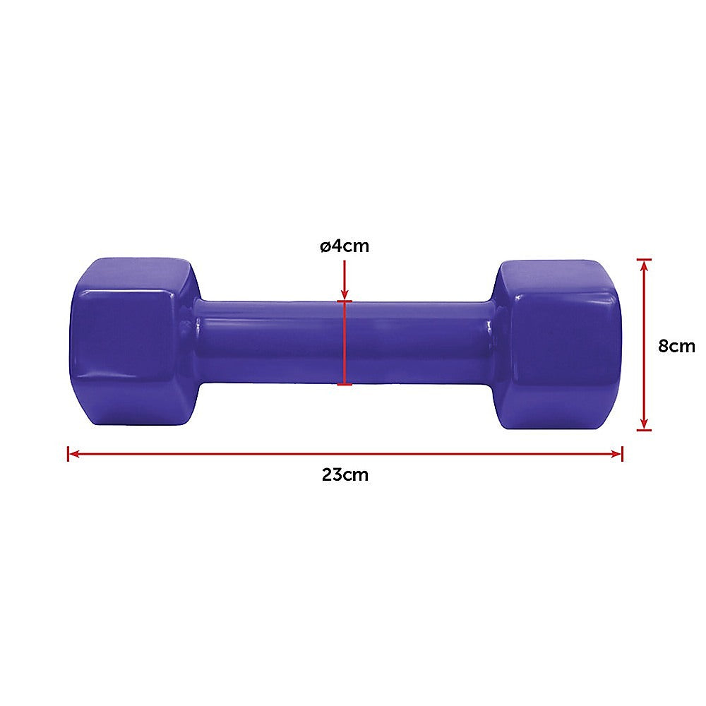 2kg Hex Dumbbells Pair PVC Coated Hand Weights