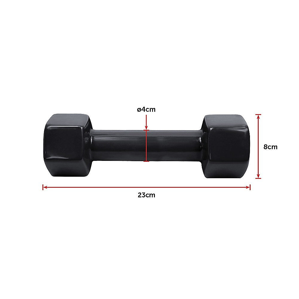 5kg Dumbbells Pair Hexagonal Cast Iron PVC Coated