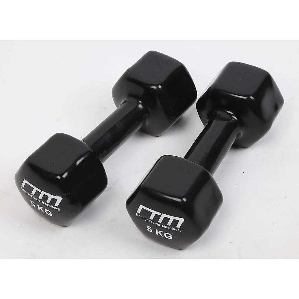 5kg Dumbbells Pair Hexagonal Cast Iron PVC Coated