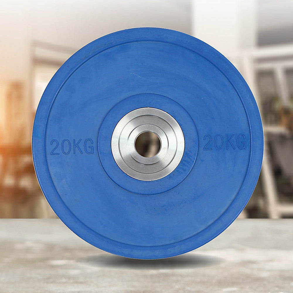 20kg Blue Rubber Bumper Weight Plate, Powerlifting, Durable