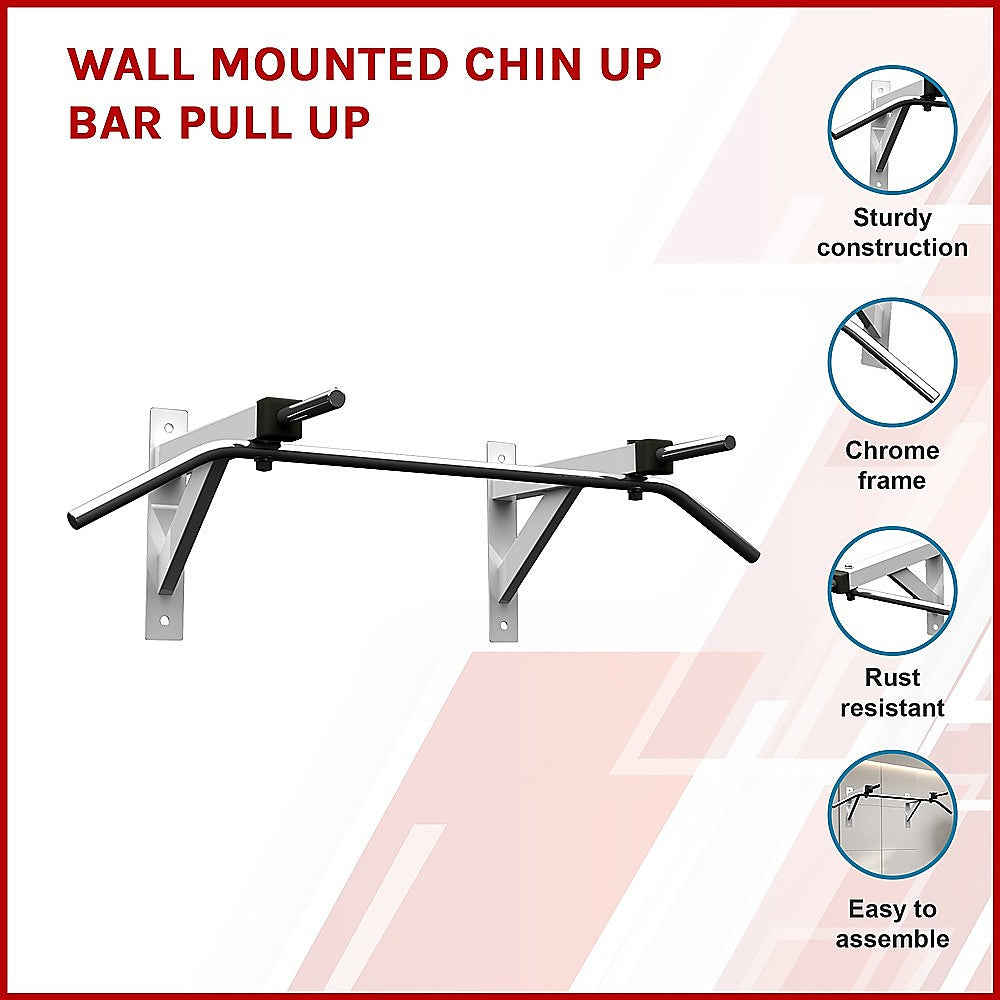 Heavy Duty Wall-Mounted Chin-Up Bar - Chrome, 300kg Capacity