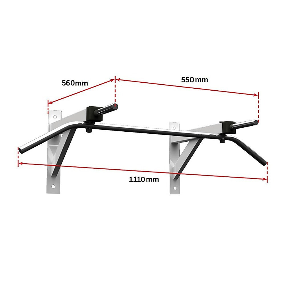 Heavy Duty Wall-Mounted Chin-Up Bar - Chrome, 300kg Capacity