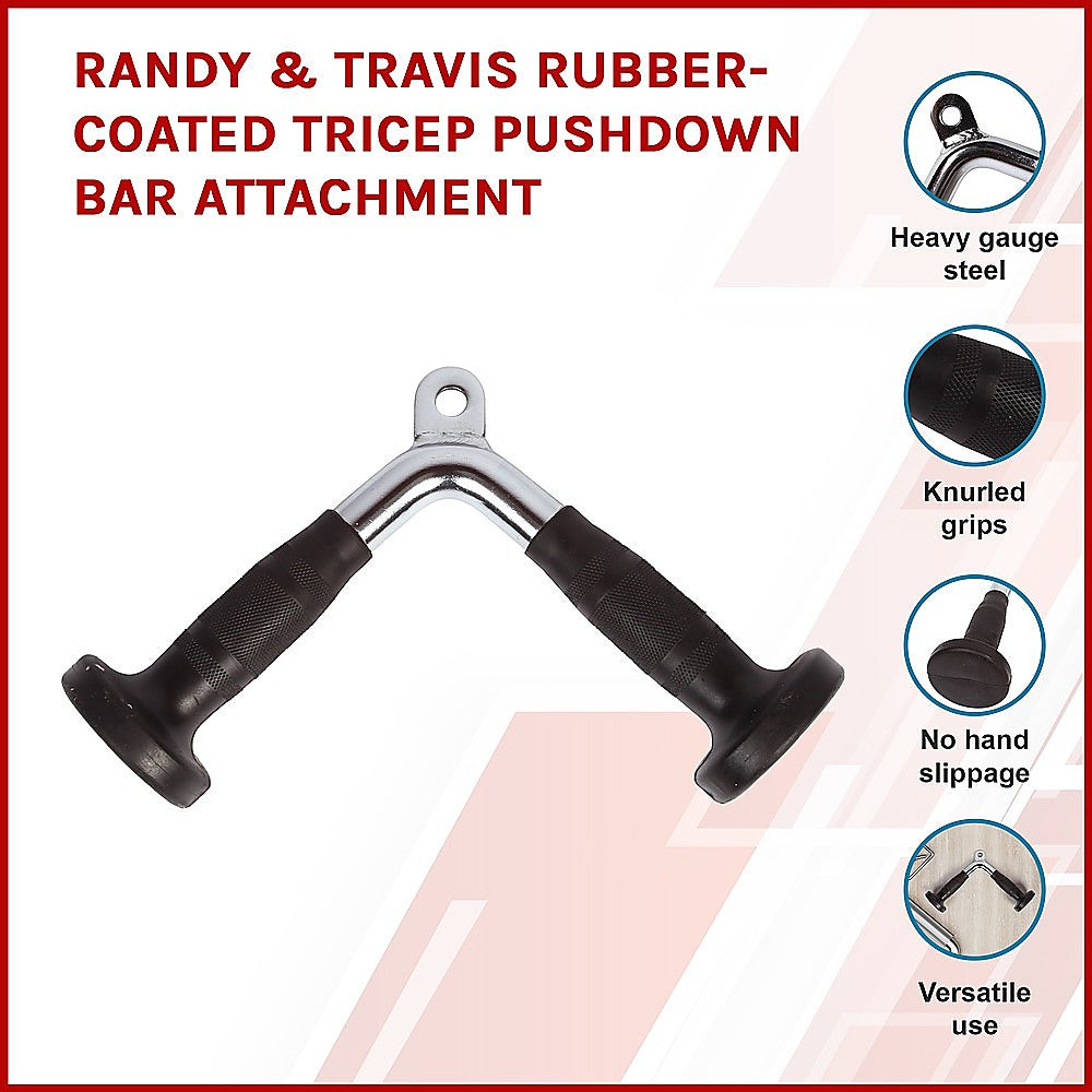 Heavy-Duty Steel Tricep Pushdown Bar with Knurled Grips - Randy & Travis