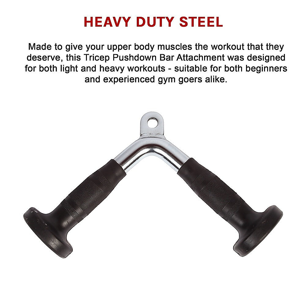 Heavy-Duty Steel Tricep Pushdown Bar with Knurled Grips - Randy & Travis