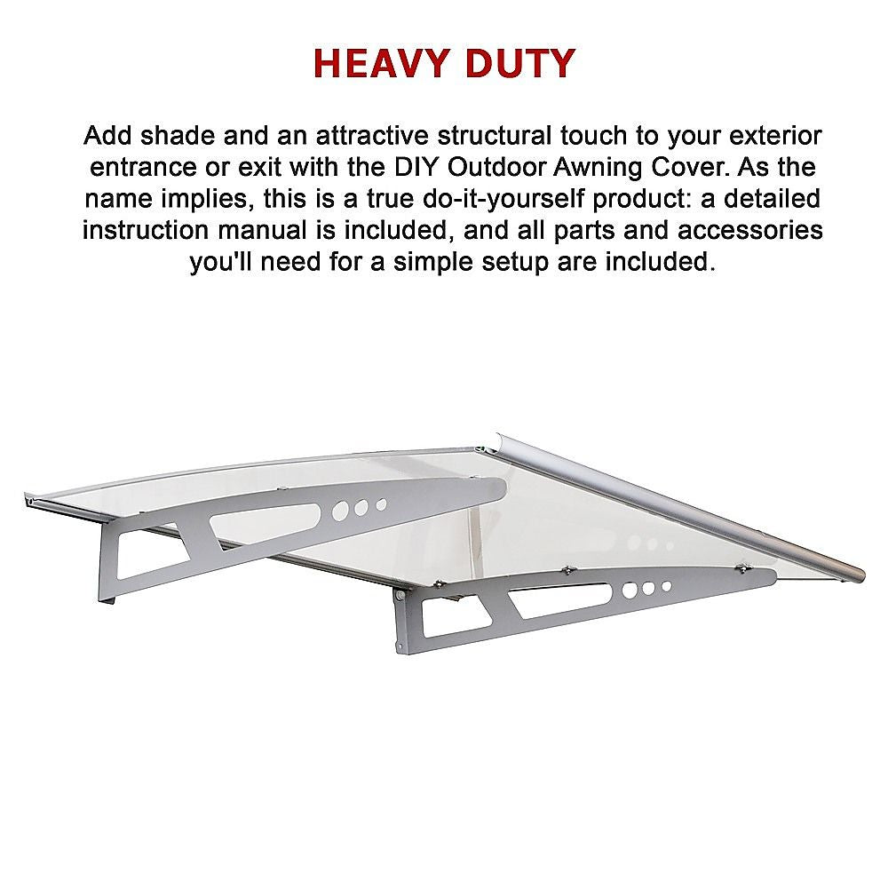 DIY Outdoor Awning Cover 1.4m x 1m – Polycarbonate Weather Shelter Canopy