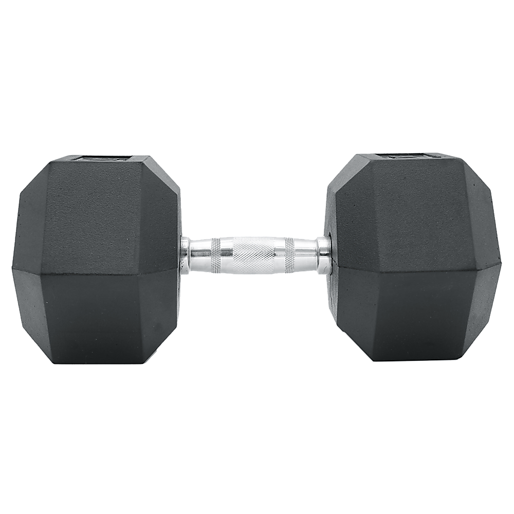 Ergonomic 20KG Rubber Hex Dumbbell with Chrome Handles