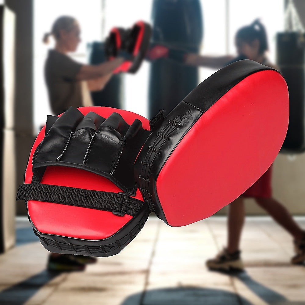 2 x Thai Boxing Punch Focus Gloves Kit Training Red & Black