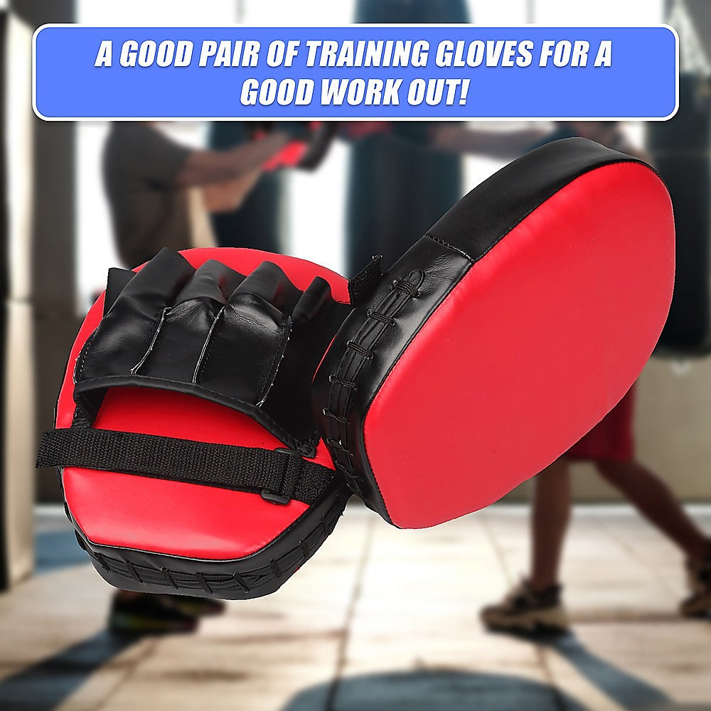 2 x Thai Boxing Punch Focus Gloves Kit Training Red & Black