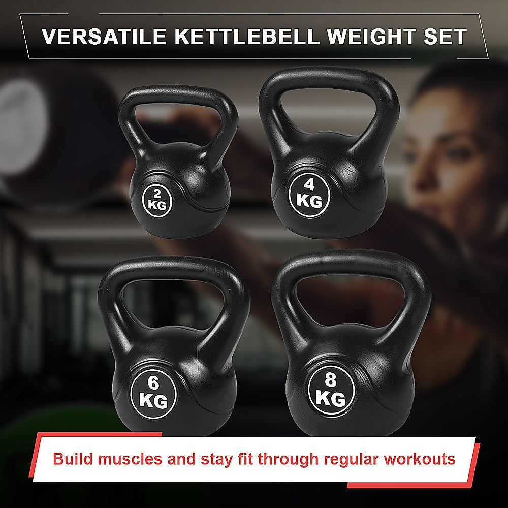 4pcs Black Kettlebell Weight Set 2-8kg