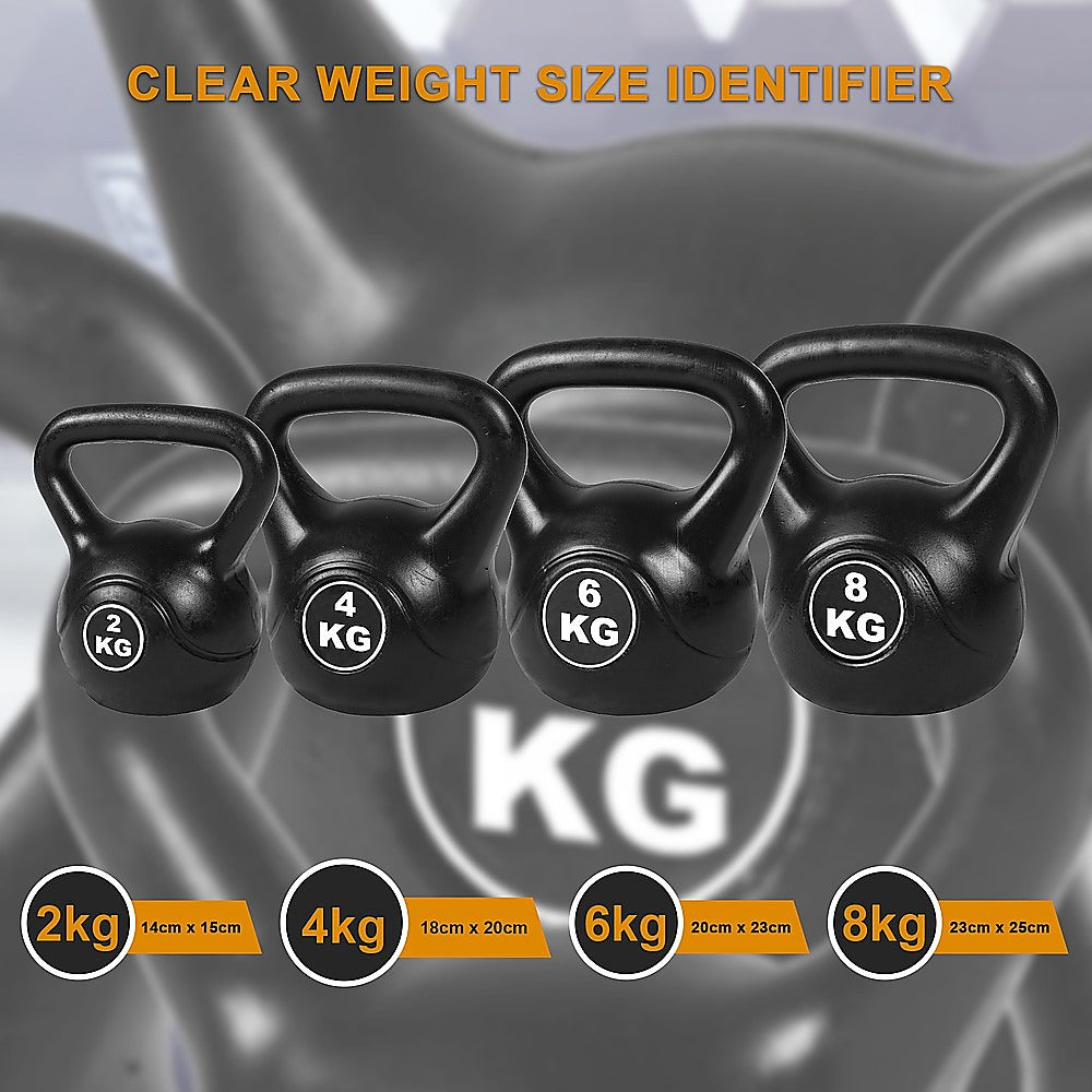 4pcs Black Kettlebell Weight Set 2-8kg