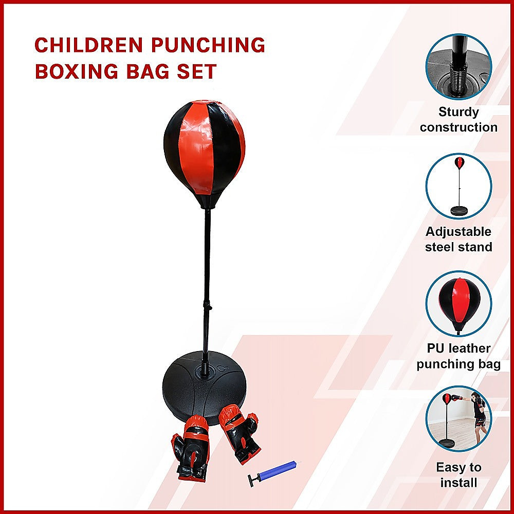 Adjustable Kids Boxing Bag Set with Gloves & Stand