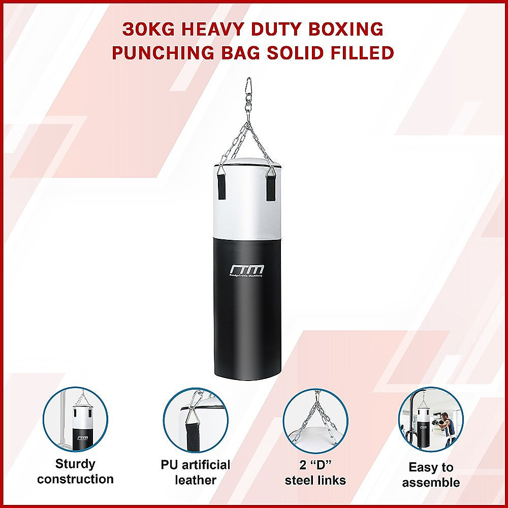 30kg Heavy Duty PU Leather Boxing Bag Solid Filled