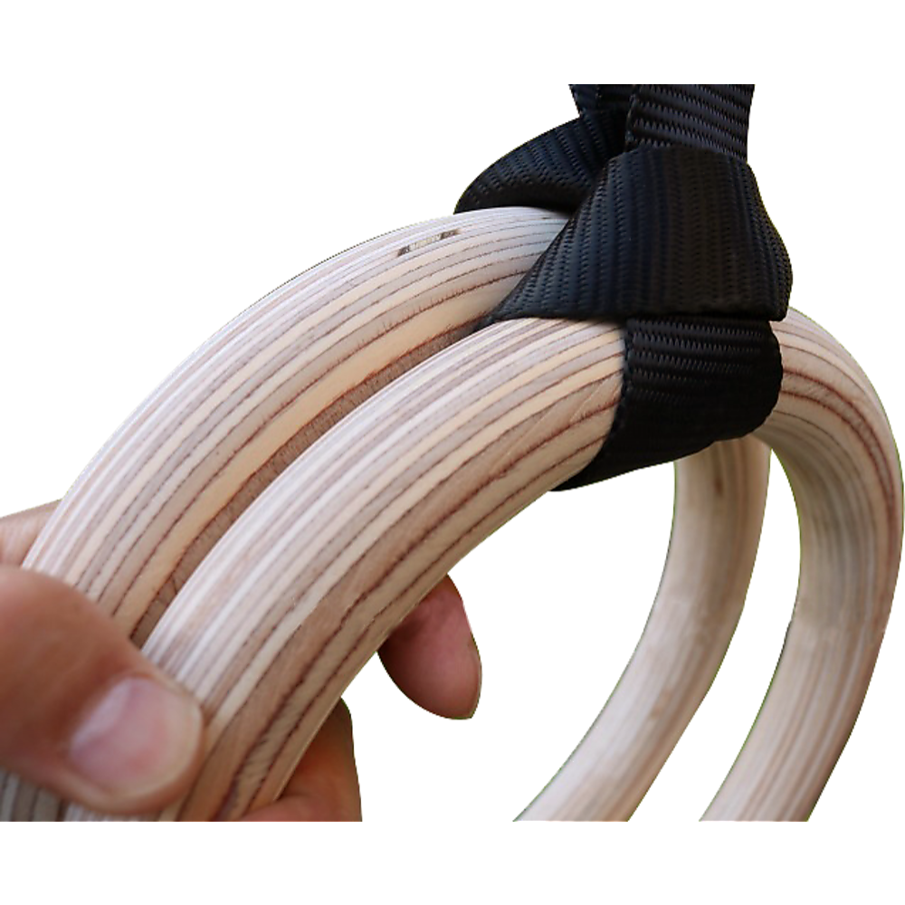 Durable Birch Wood Gymnastic Rings with Non-Slip Straps