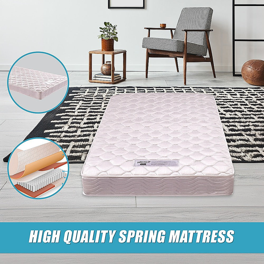 Soft Quilted King Single Spring Mattress - White, PALERMO